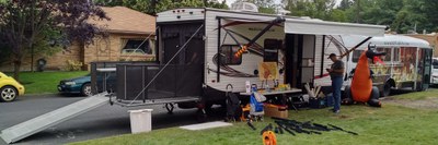 RPG Trailer prototype and RPG Bus setting up at SpoCon Game Day.